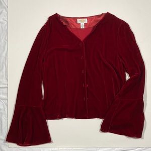 Talbots velvet top with bell sleeves. Like new.